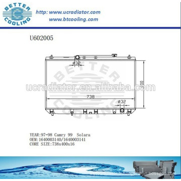 Radiateur Pour TOYOTA 1640003140/1640003141 CAMRY 97-98 Fabricant et Vente Directe